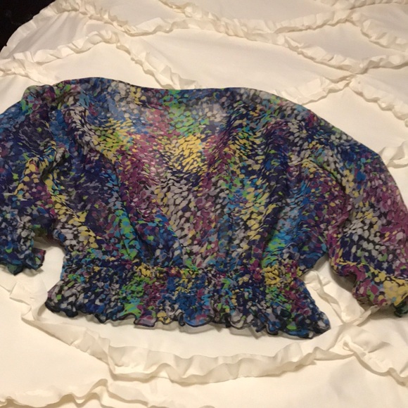 Size XL blue/yellow multi crop top by Cotton Expre - Picture 6 of 6